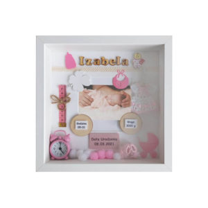 pamiątka na narodziny dla dziewczynki w ramce 3d ze zdjęciem izabela