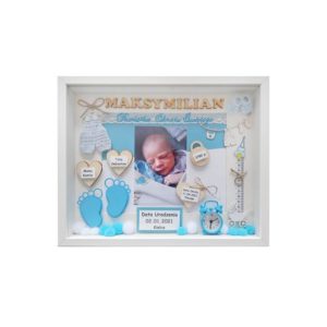 metryczka prezent na chrzest święty dla chłopca w ramce 3d maksymilian