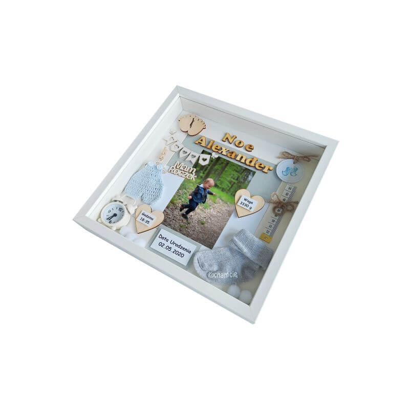 metryczka na roczek w ramce 3d ze zdjęciem noe 2