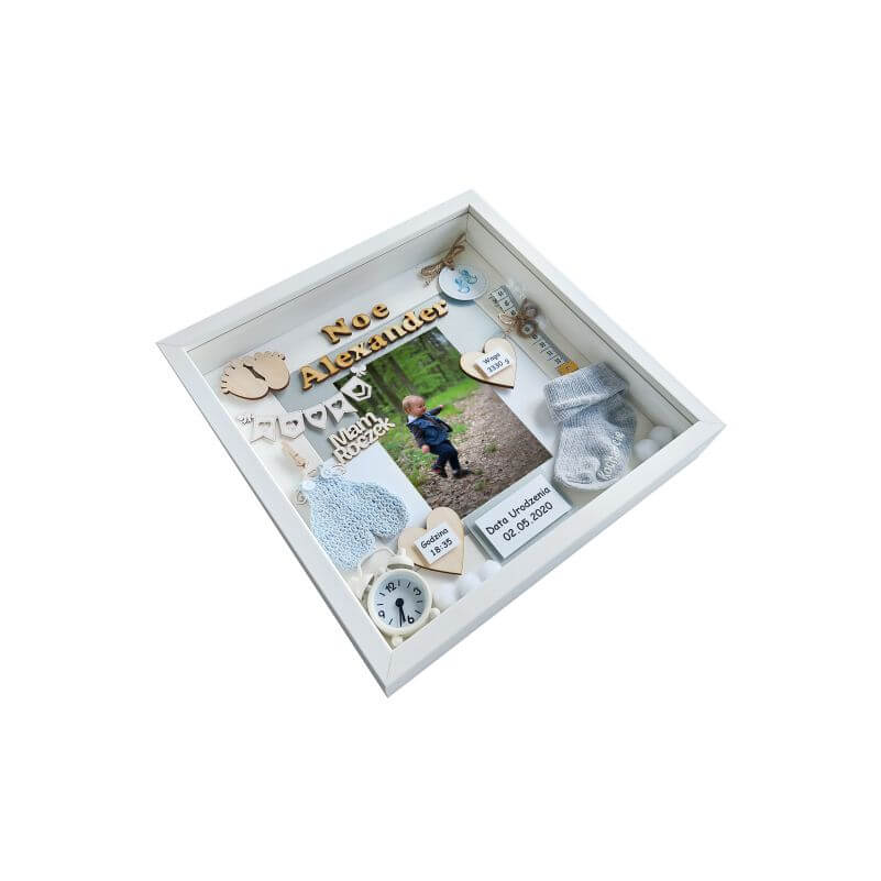 metryczka na roczek w ramce 3d ze zdjęciem noe 3