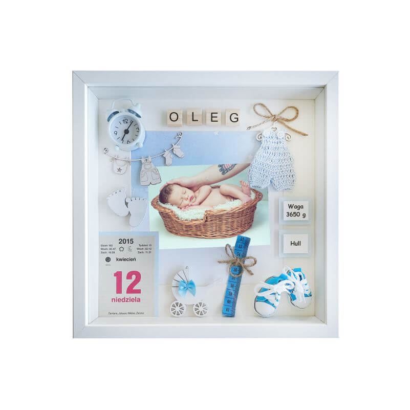 prezent na narodziny dla chłopca w ramce 3d ze zdjęciem oleg