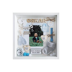 metryczka 3d prezent na roczek chłopca ze zdjęciem oskar