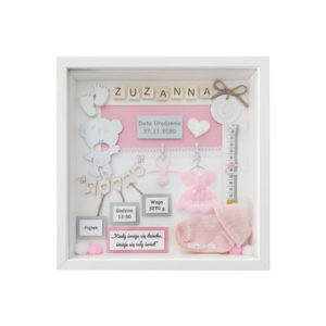 metryczka urodzenia dziewczynki w ramce 3d bez zdjęcia zuzanna