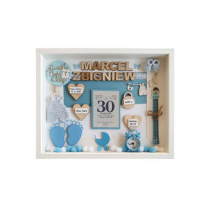 metryczka 3d chrztu świętego chłopca bez zdjęcia marcel