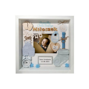 pamiątka chrztu świętego chłopca ze zdjęciem miłoszek