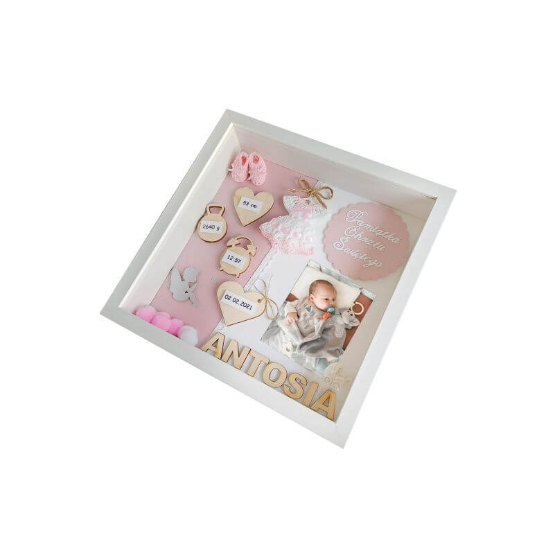 prezent na chrzest święty dziewczynki w ramce 3d antosia 2