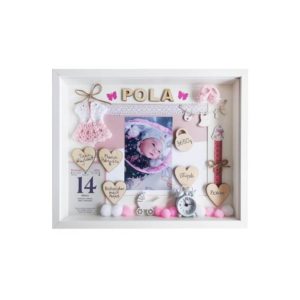 prezent urodzenia w ramce dla dziewczynki ręcznie pisana pola