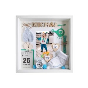 metryczka 3d urodzenia chłopca ze zdjęciem michał